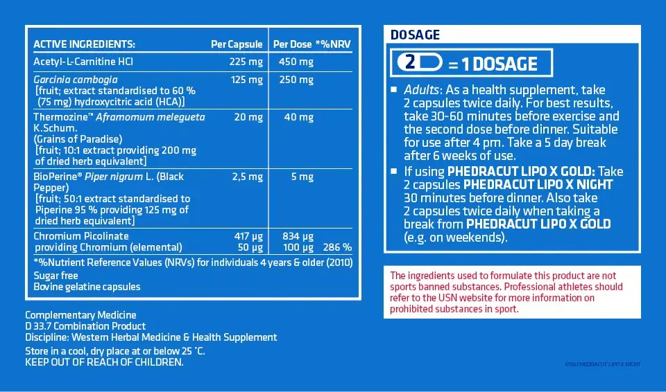 USN Phedra Cut Lipo X Night - Stimulant Free | TopDog Nutrition