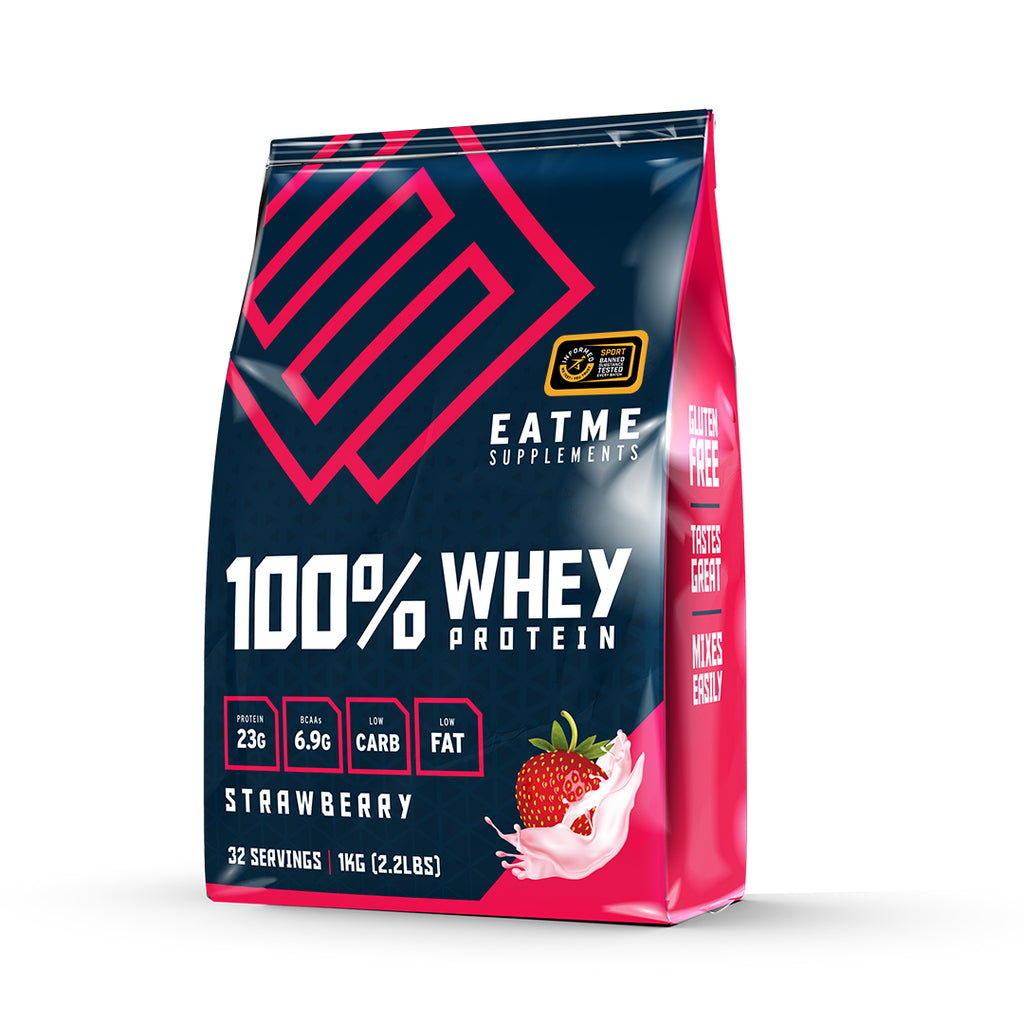 Eat Me Pemium 100% Whey Protein 1kg Strawberry flavour Informed Sport Certified
