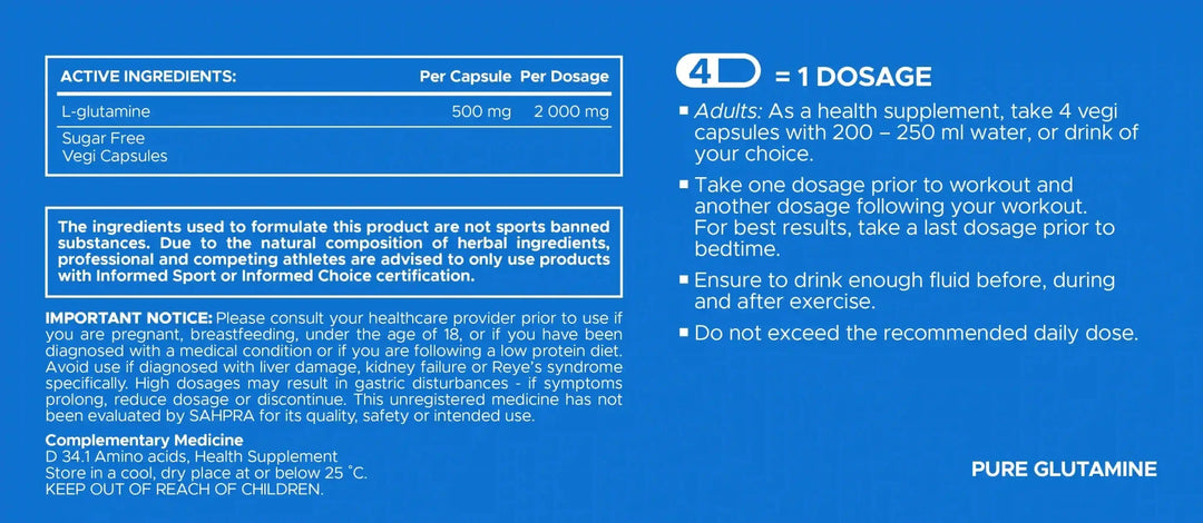 USN Pure Glutamine Capsules | TopDog Nutrition