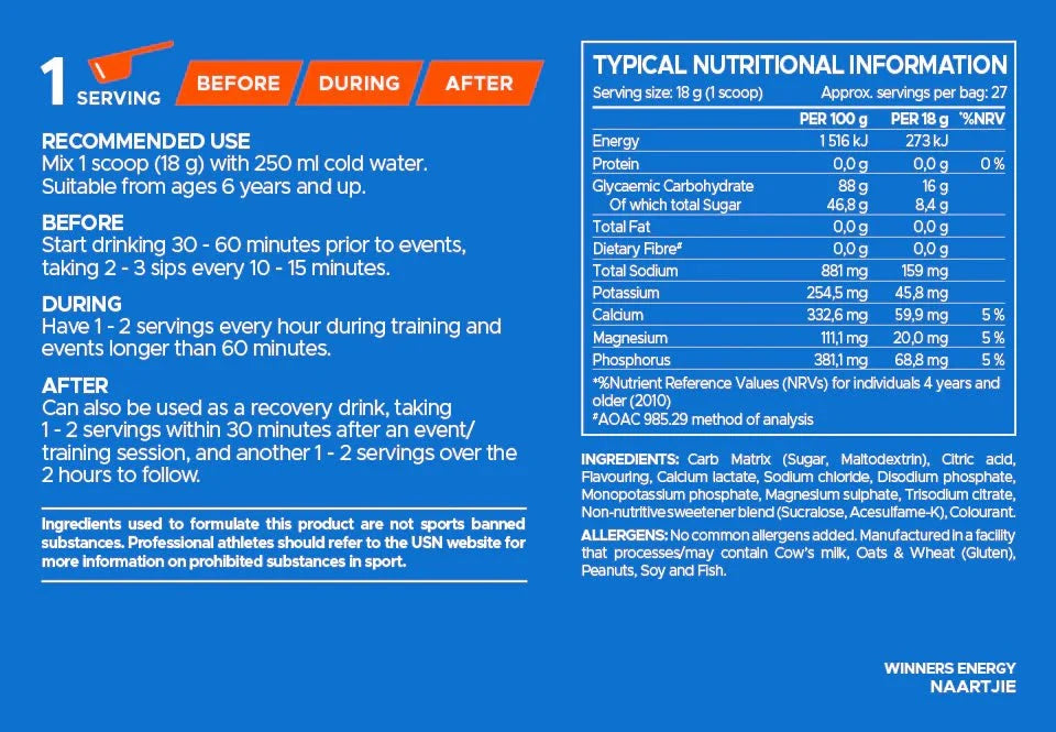 USN Winners Energy Hydration Drink | TopDog Nutrition