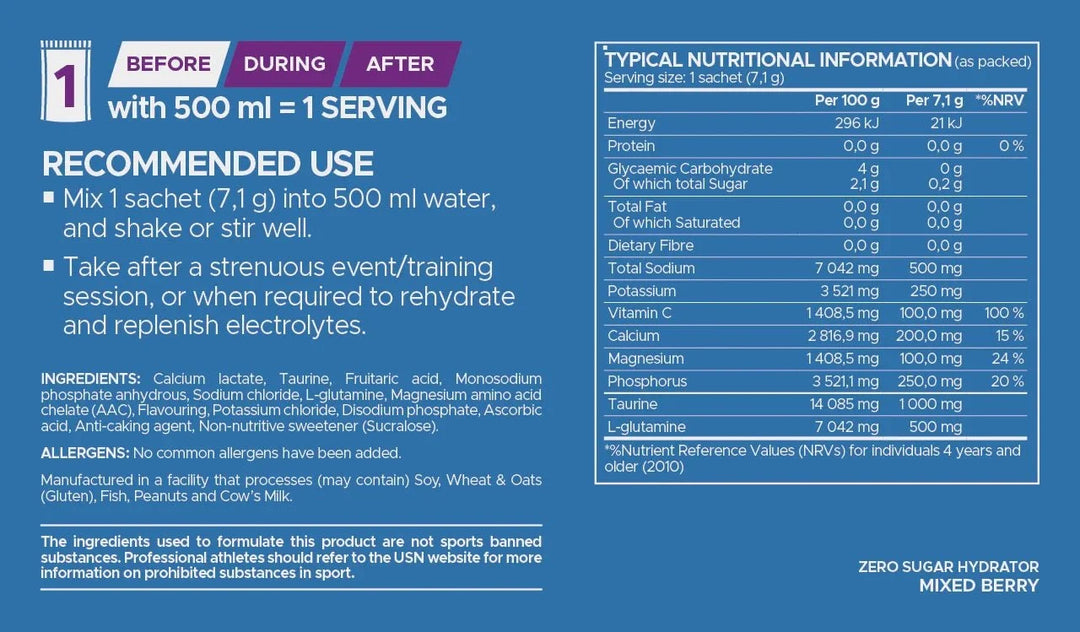 USN Zero Sugar Hydrator | TopDog Nutrition