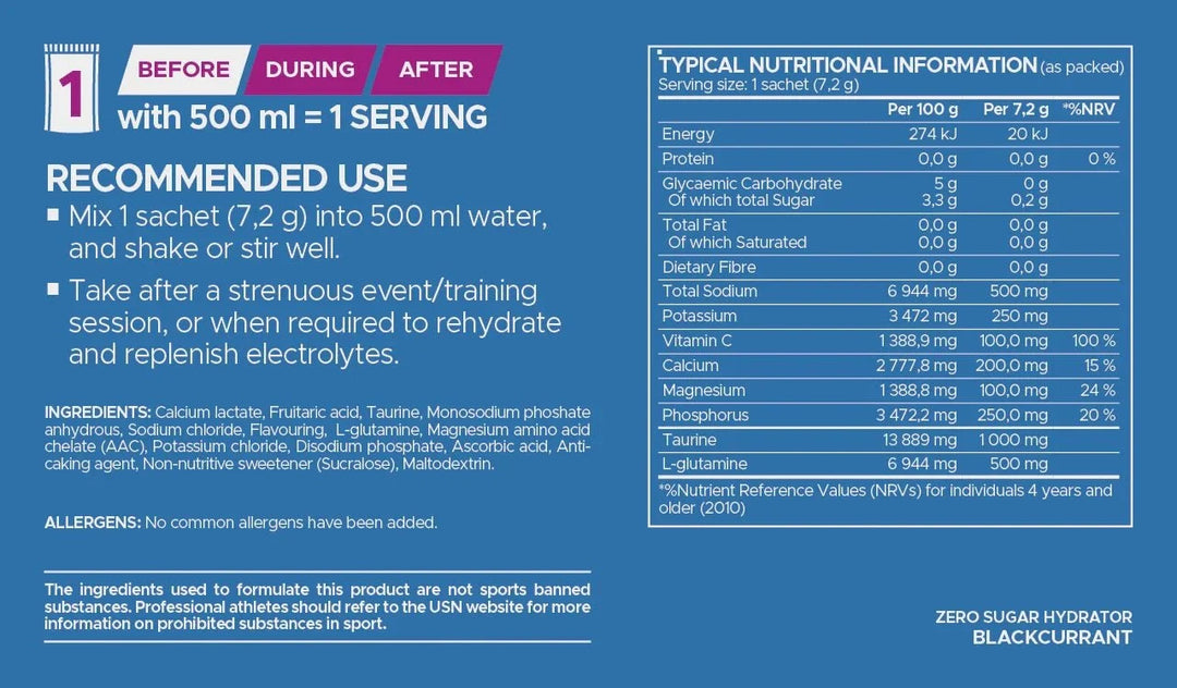 USN Zero Sugar Hydrator | TopDog Nutrition