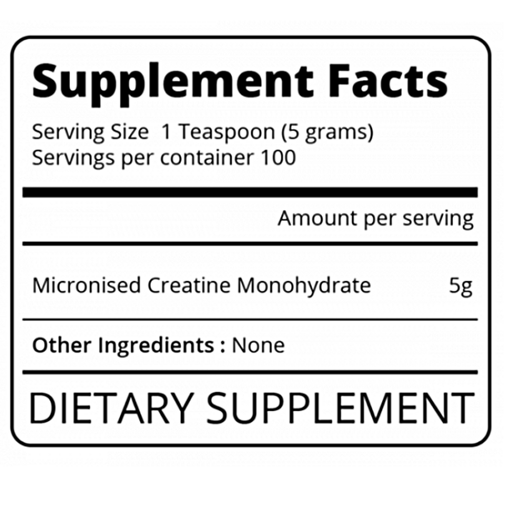Eat Me Creatine Monohydrate Micronised Supplement Facts