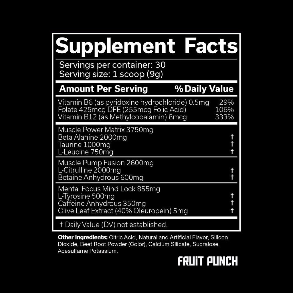 JNX The Shadow! Fruit Punch Supplement Facts